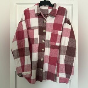 Pink and White Plaid Jacket